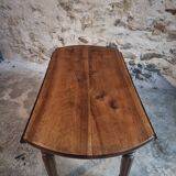 Table à abattants ancienne en noyer français – Table ovale avec rallonges pliantes des deux côtés, fin XIXe siècle