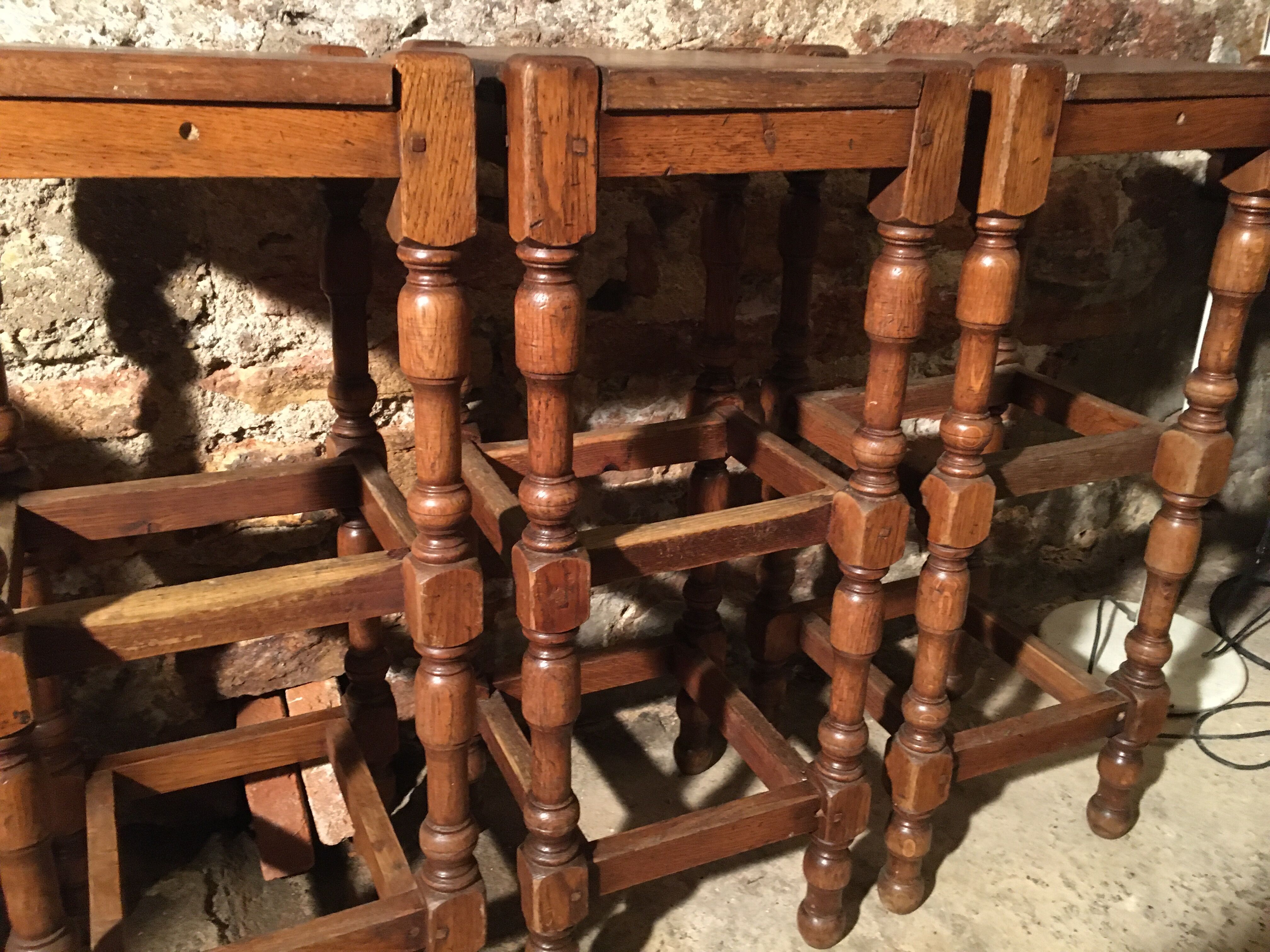 Lot de 3 tabourets en chêne