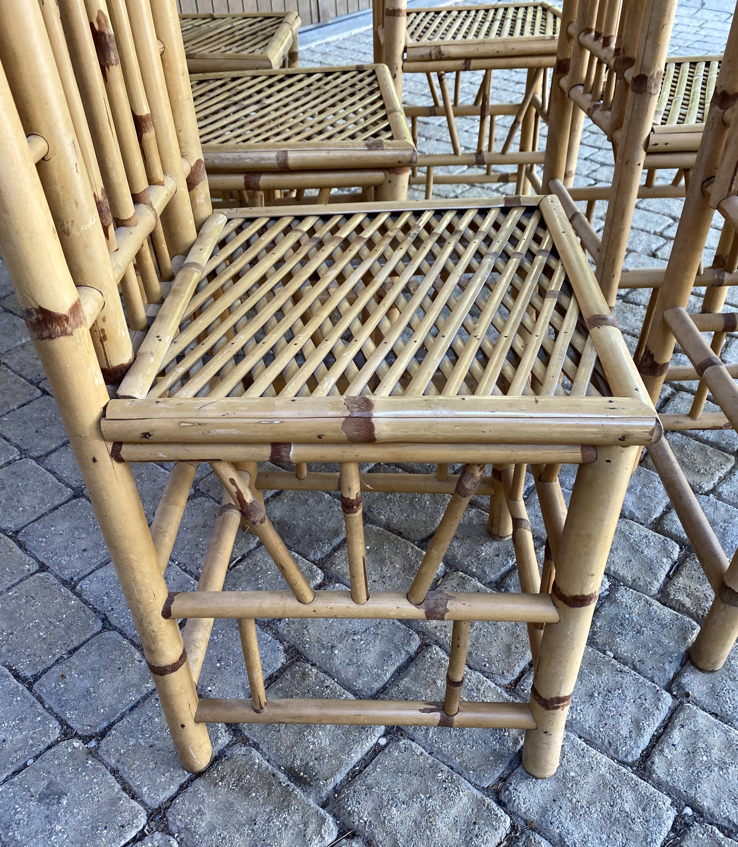 Series Of 6 Real Bamboo Chairs Circa 70