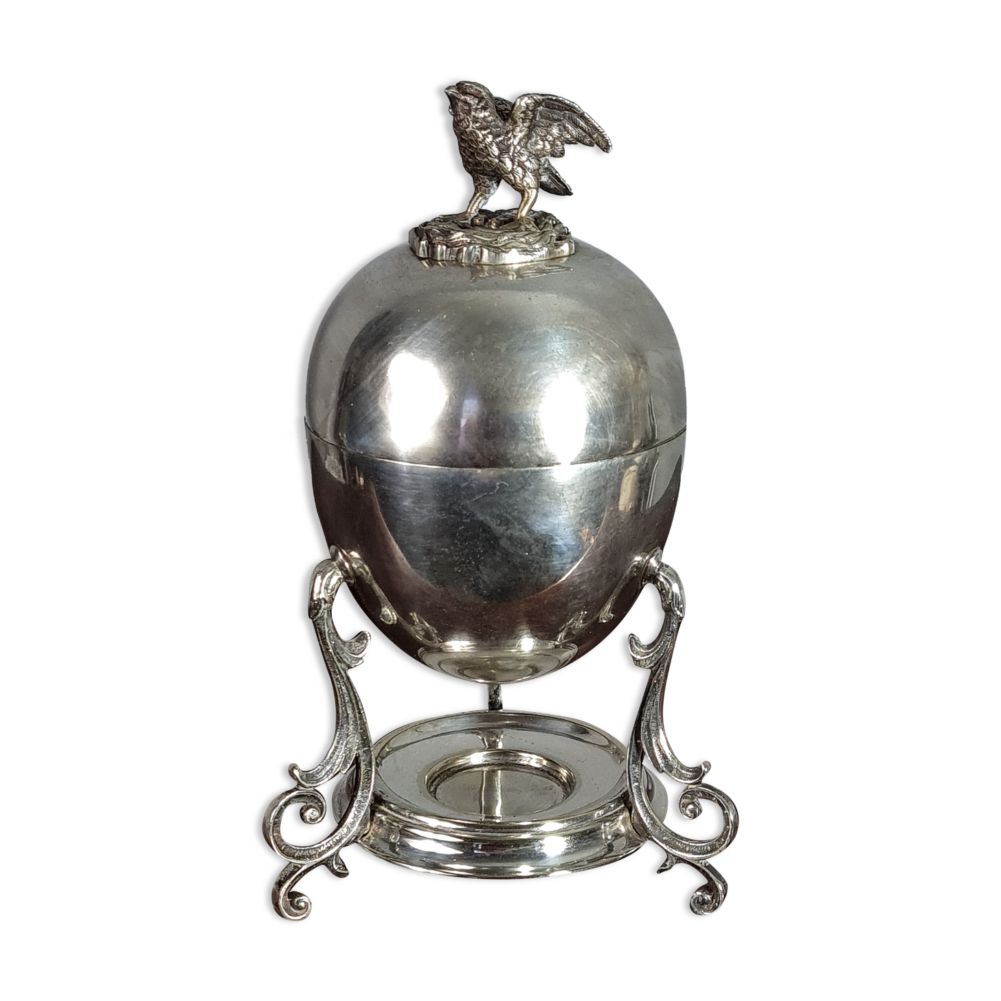 Broche Art Nouveau Oiseau En Métal Argenté - Circa 1900, Occasion En Très Bon état