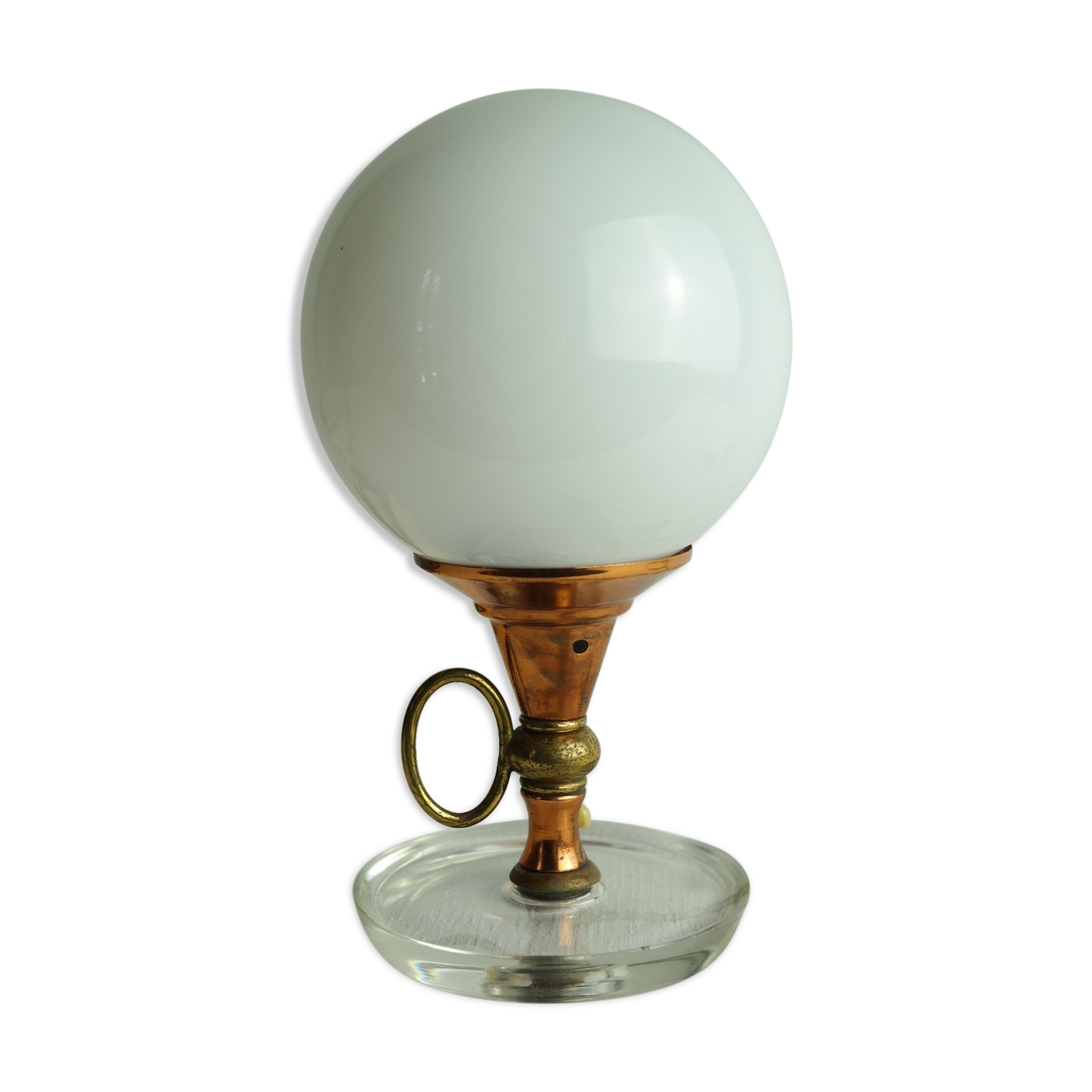 Lampe globe verre cuivre et laiton vintage