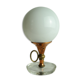 Lampe globe verre cuivre et laiton vintage