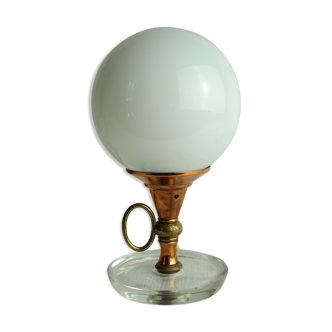 Lampe globe verre cuivre et laiton vintage