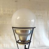 Tripod table lamp in metal, aluminum and blown glass - mid-20th century