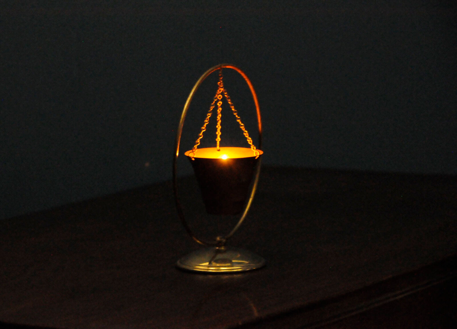Scandinavian copper and brass candle holder