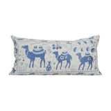 16" x 32" Extra Long Lumbar Cushion Kingsize Suzani Pillow Cover, Animal Tribal Bedding Pillow Cover