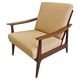 Mid Century Modern armchair in beech with zig-zag fabric, Denmark 1960s