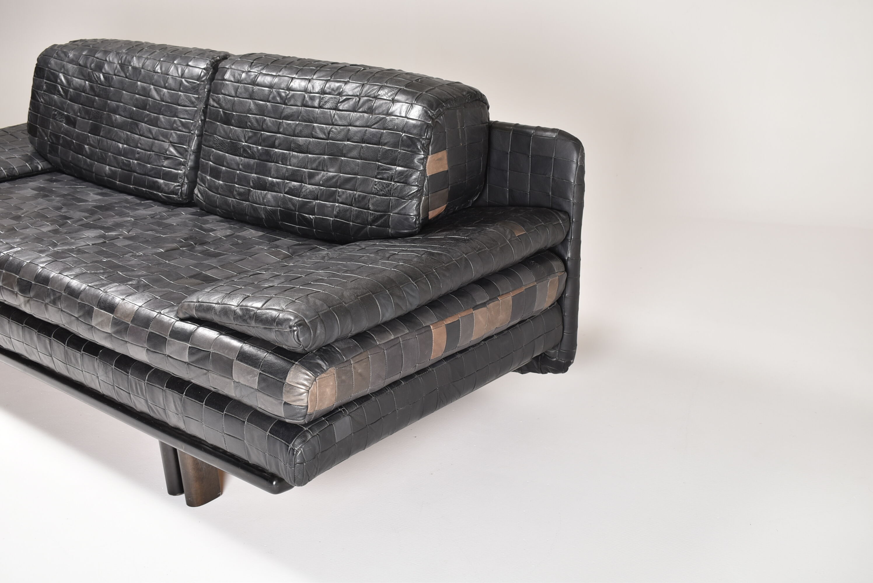Convertible leather patchwork sofa