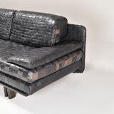 Convertible leather patchwork sofa