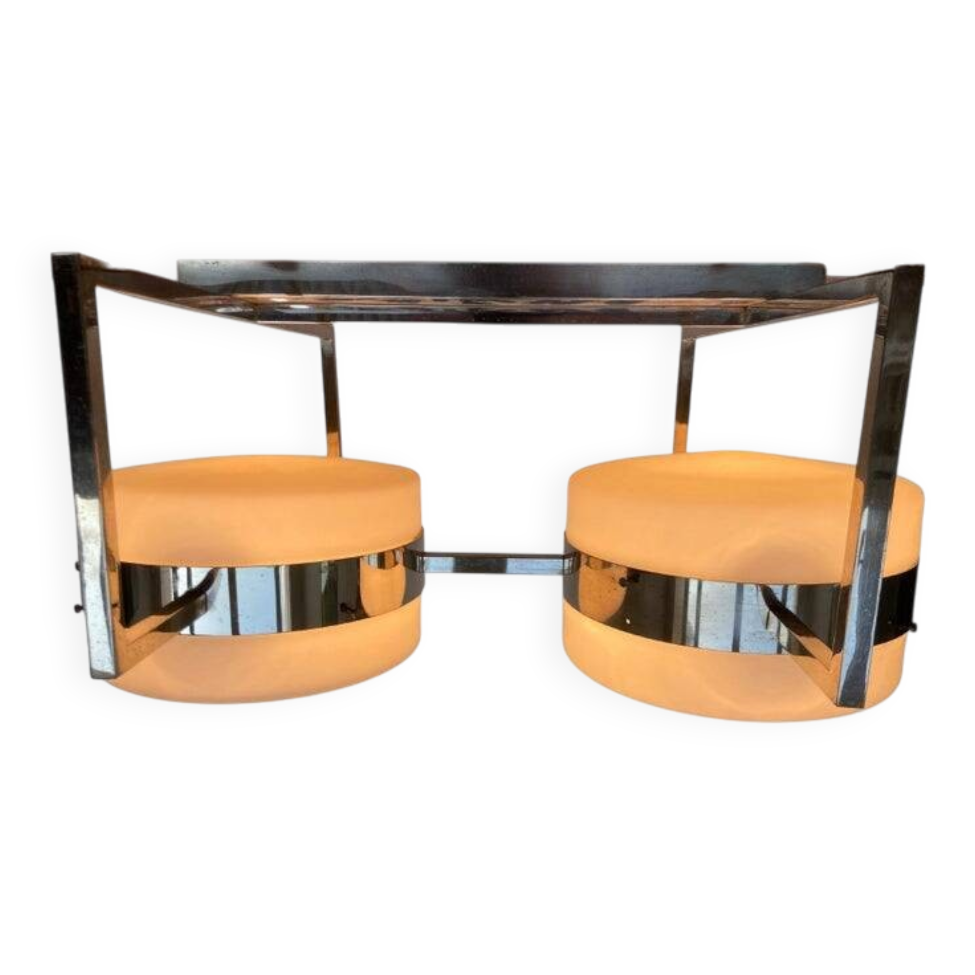 Unique big chrome Bauhaus flushmount / pendant, 1930s