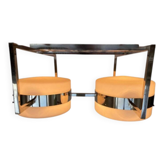 Unique big chrome Bauhaus flushmount / pendant, 1930s