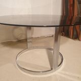 Glass and metal table
