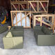 2-seater sofa and 2 armchairs set Pfister for Knoll khaki leather