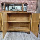 Exceptional Art Deco Walnut Sideboard with Slatted Glass Display - 1930s Fu