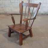 Paire de fauteuils en chêne brutaliste 1970