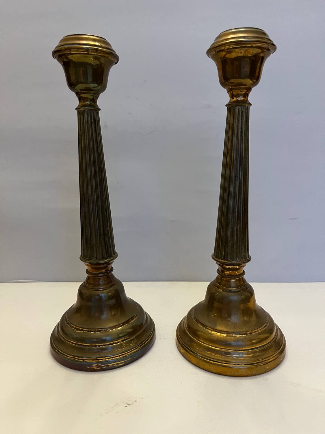 Pair of gilded bronze candlesticks