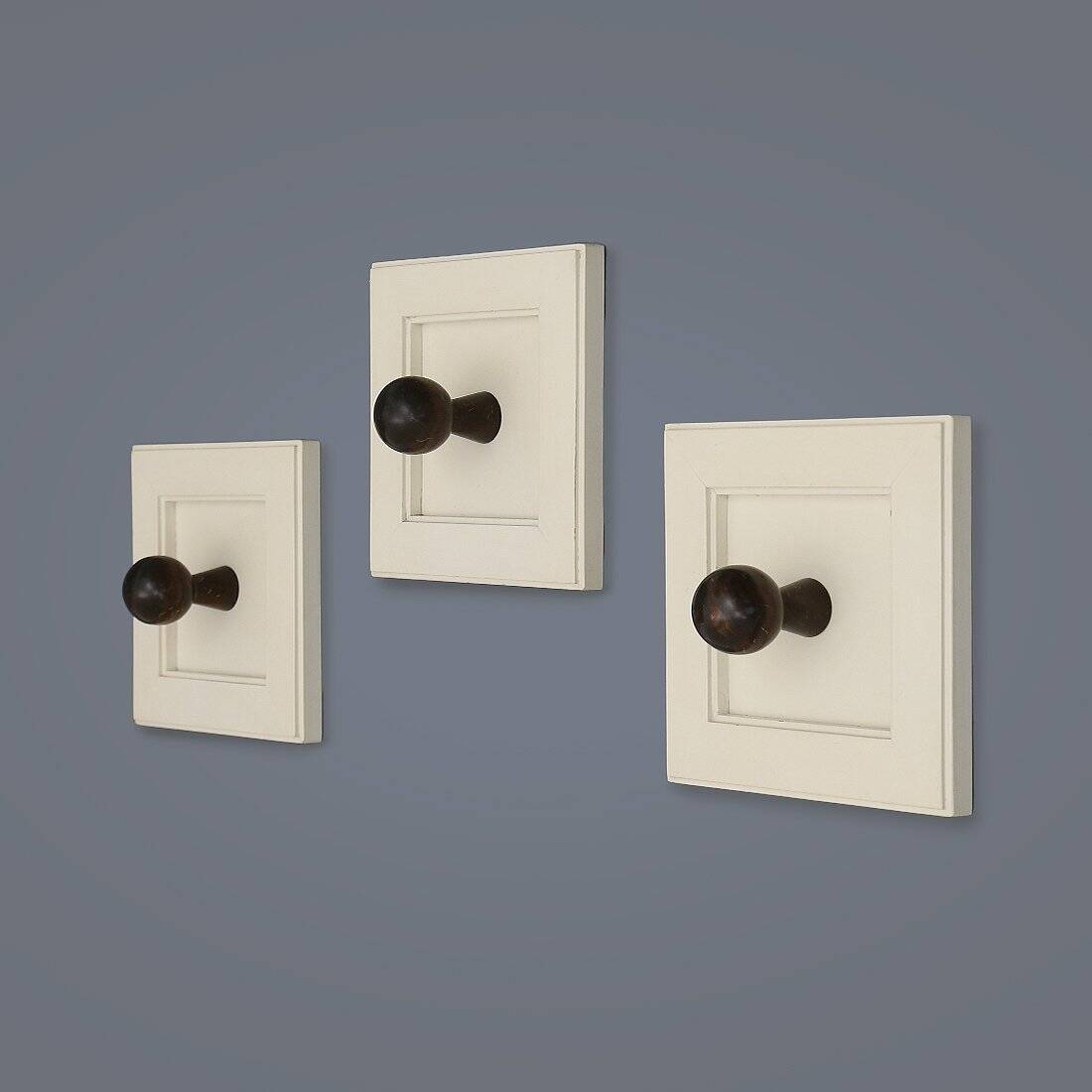 Wall-mounted hooks for clothes, 1970s, set of 3