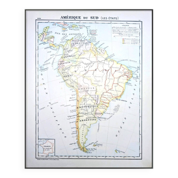 Imprimée en 1900, carte de l'Amérique du sud