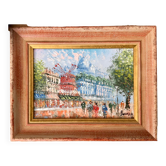 Paris Vue du Moulin Rouge, boulevard Clichy et Sacré-Coeur Huile sur toile signée