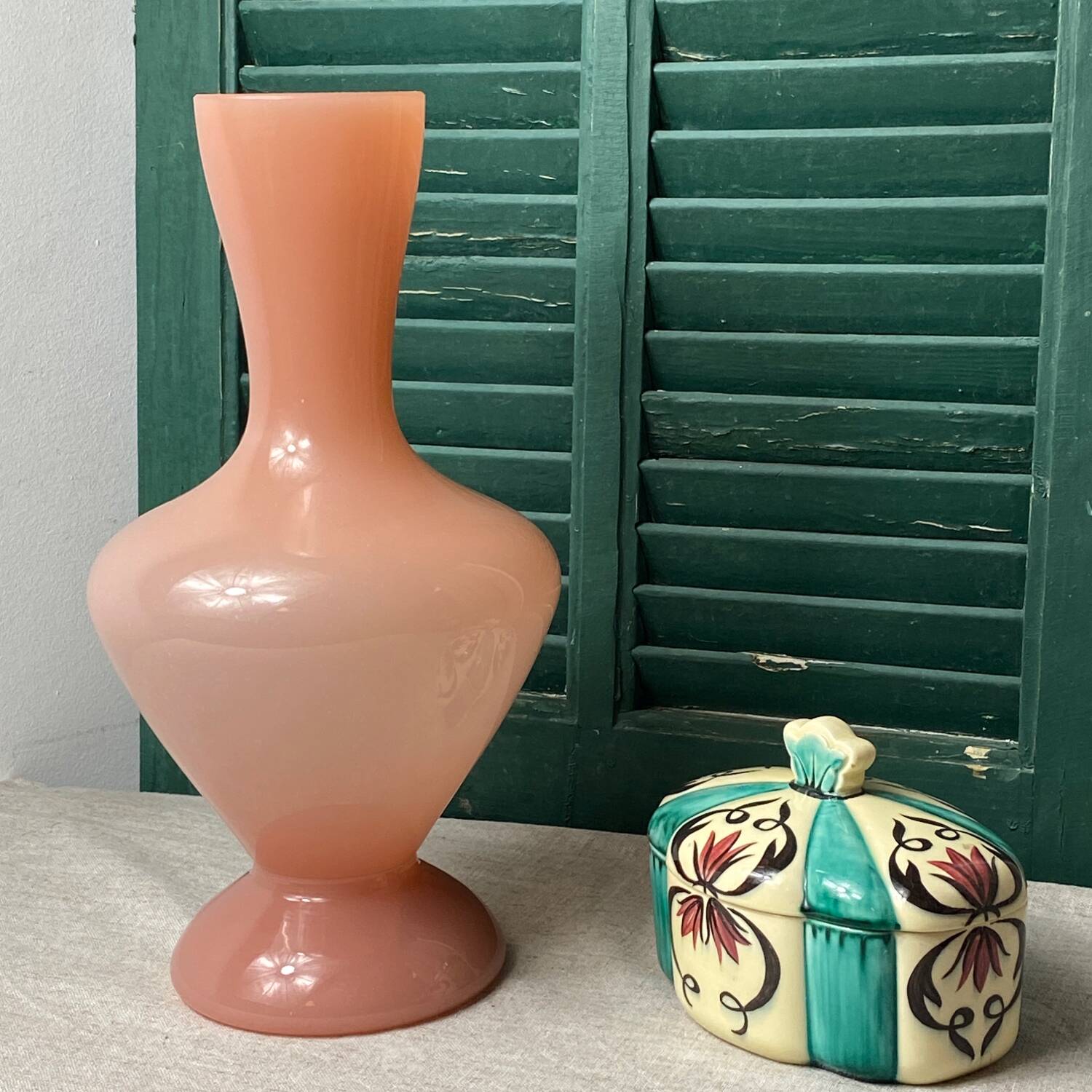 Large pink opaline vase