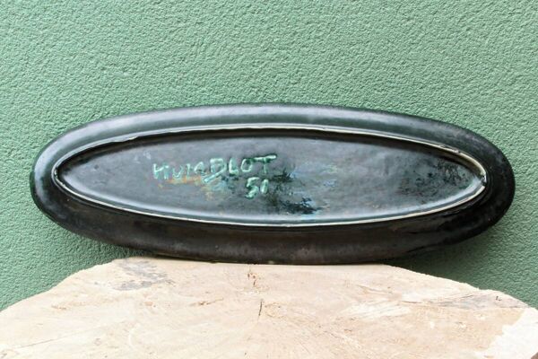 Plat à poisson en céramique de Vallauris signé Humblot, années 50