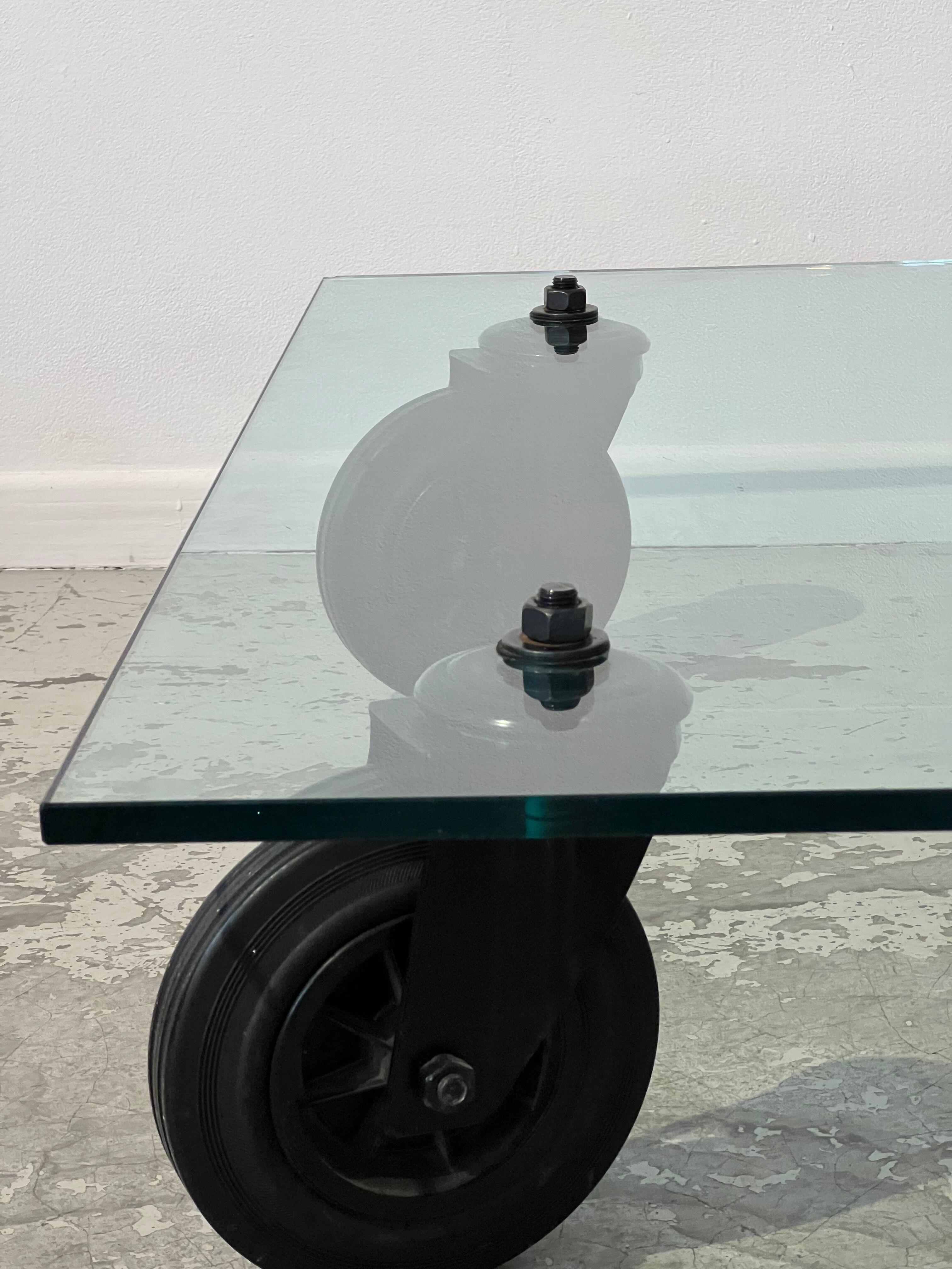 Tavolo coffee table con ruote by Gae Aulenti for Fontana Arte 1980