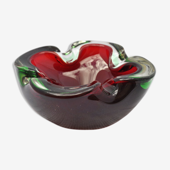 Green and red glass ashtray 70