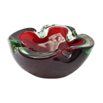 Green and red glass ashtray 70