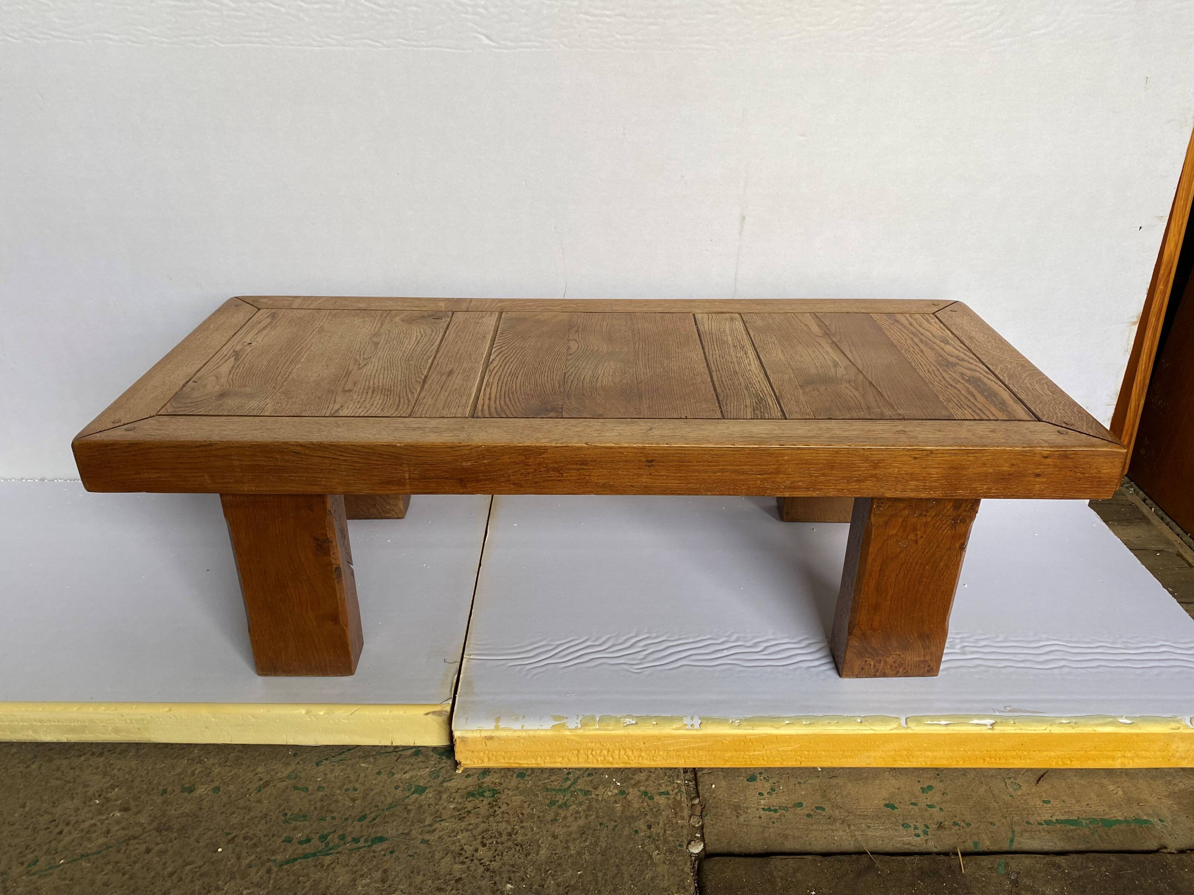 Rustic solid oak farmhouse coffee table 1950
