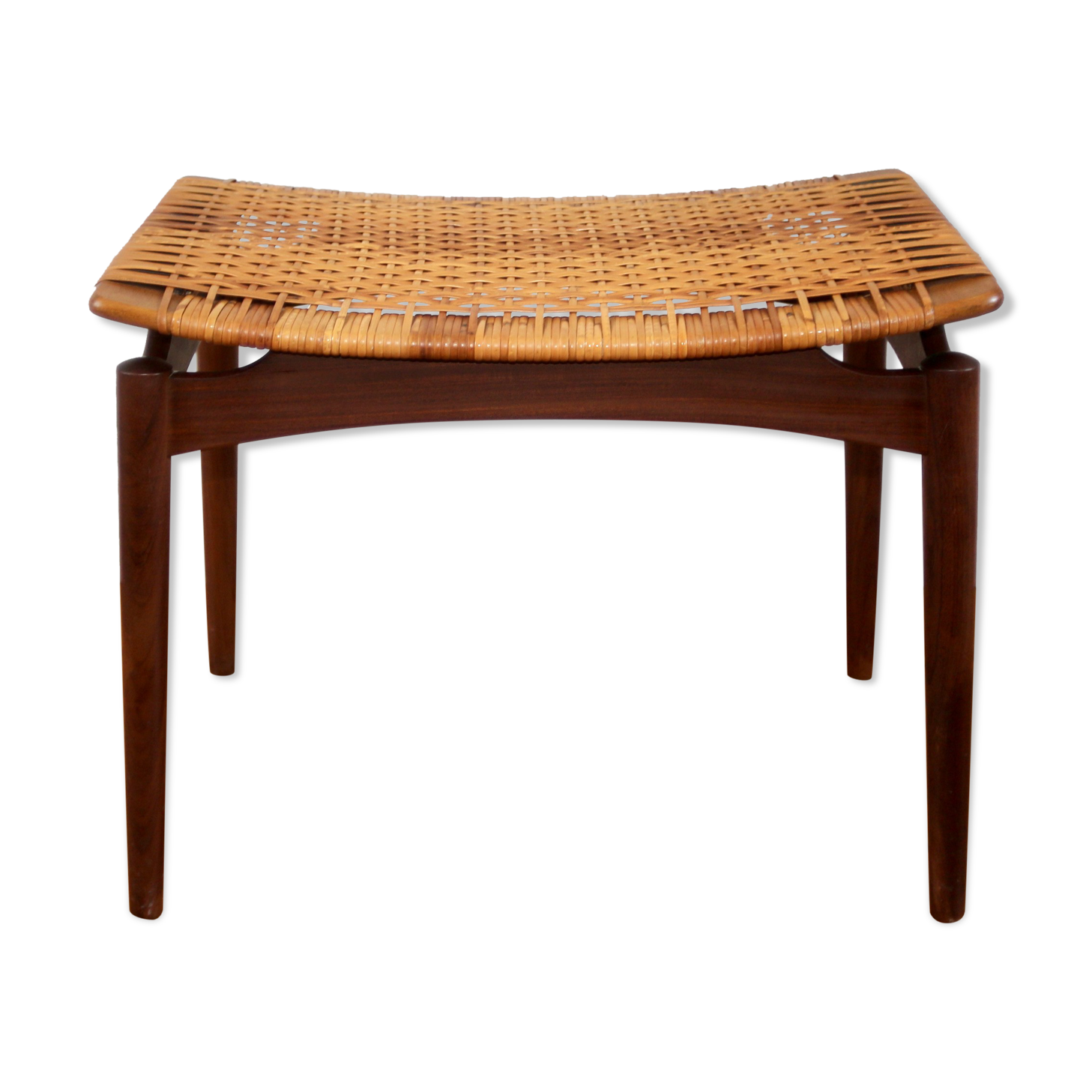 Scandinavian teak and wicker stool Olholm 1960