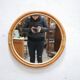 Miroir rond vintage en bambou et rotin 57cm x 57cm