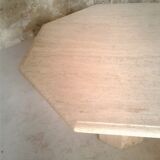 Octagonal table in travertine, 80s