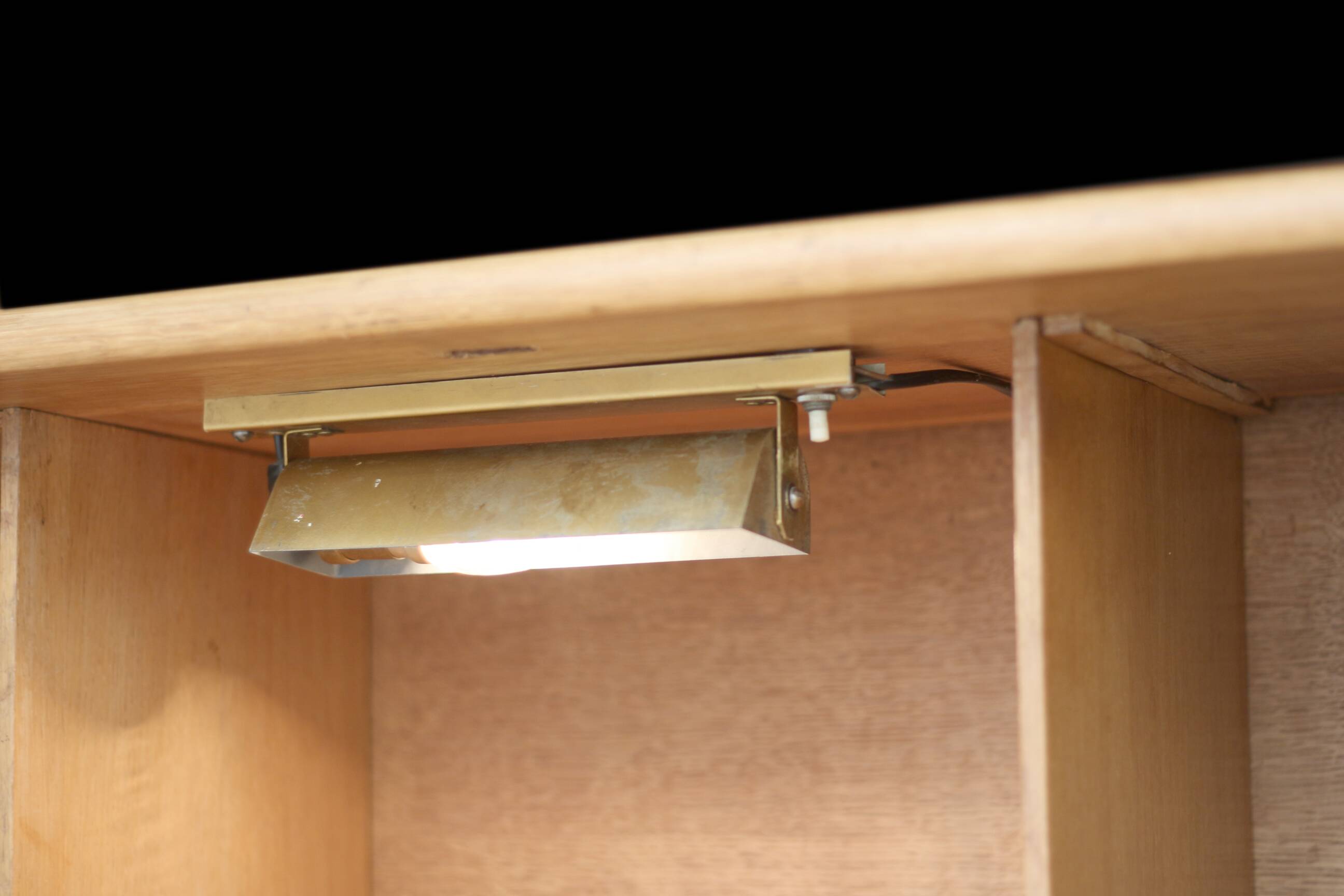 Rare: solid blonde oak secretary from the 1940s/50s. Designer.