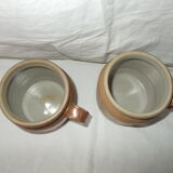 Set of 2 small sandstone pots with sean