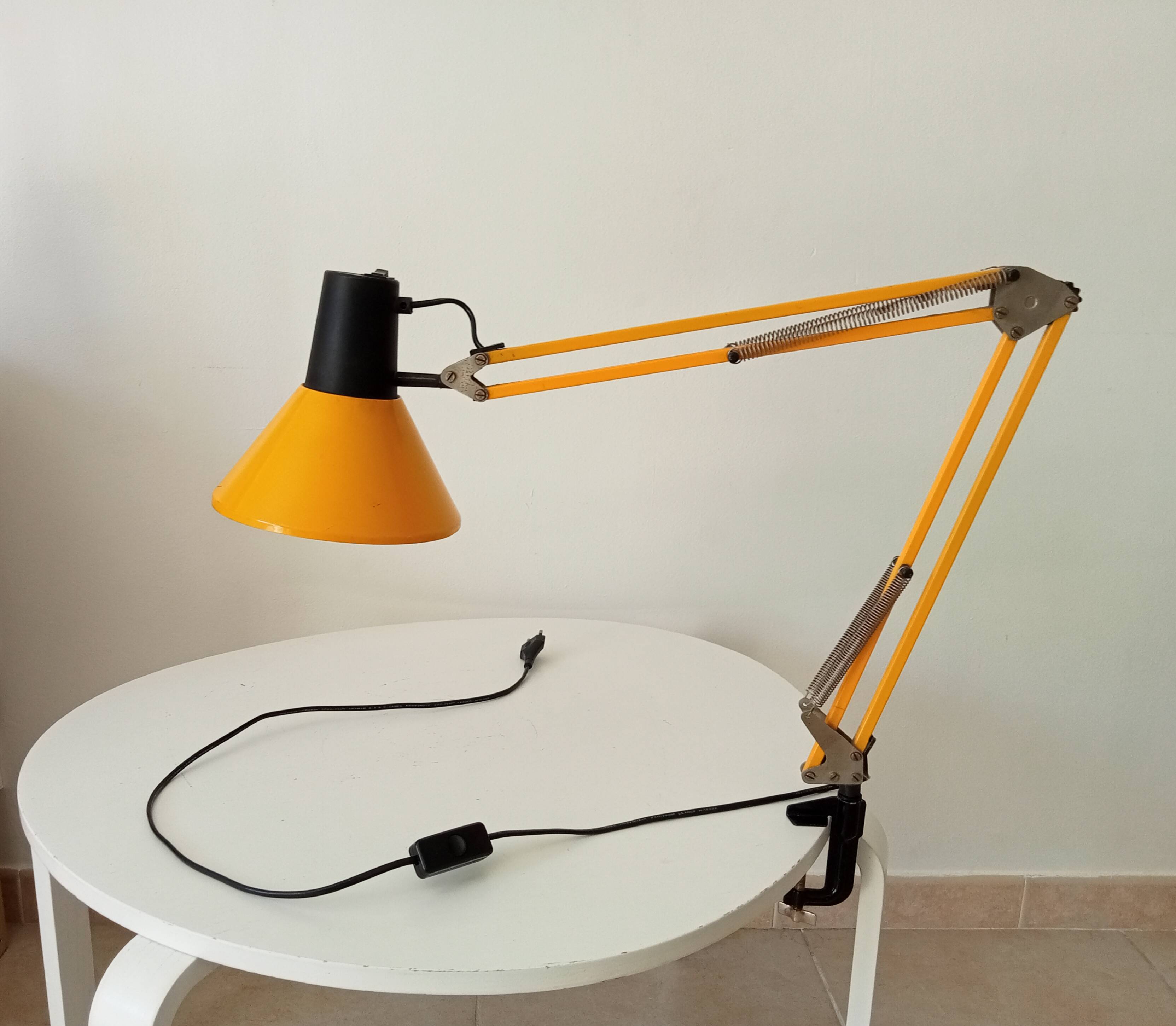 Vintage 1970s mustard yellow architect lamp