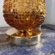 Set of three vintage wall or ceiling lights in amber chiseled glass