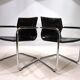 2 leather and chrome metal armchairs Matteo Grassi, 1970