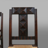 Set of six oak an wicker dining chairs by Victor Courtray