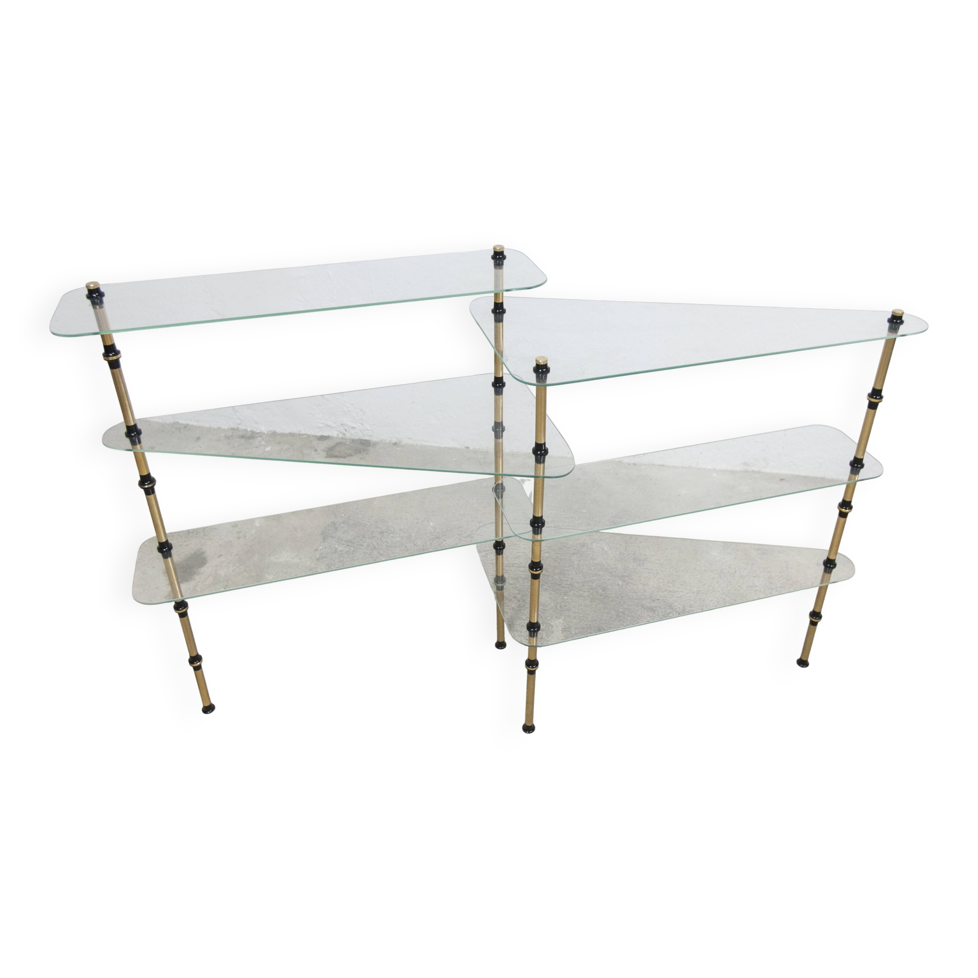 Display shelf showcase pastry in glass and brass 1950
