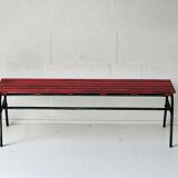 Red industrial pine bench, 1970s