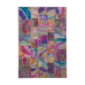 Tapis vintage turc noué à la main 202 cm x 300 cm tapis patchwork multicolore