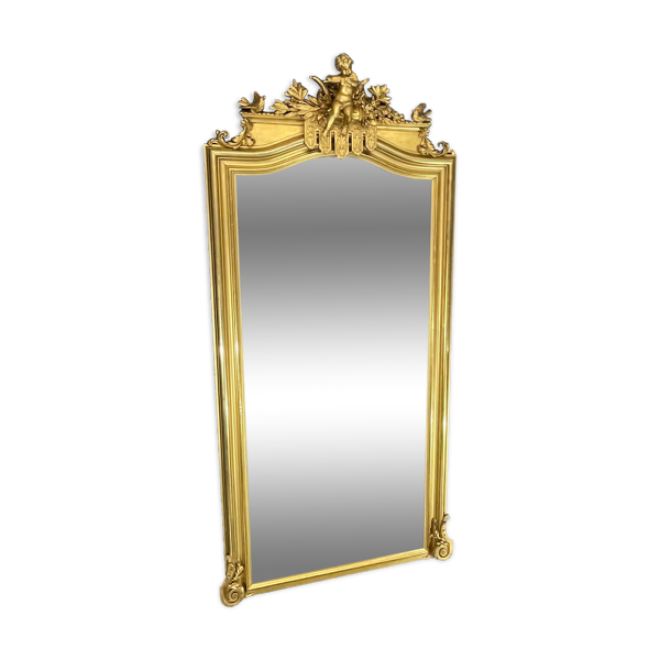 Miroir 204 x 98 cm époque XIXè Napoléon III, putti