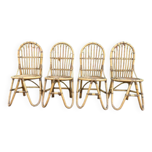 Série de 4 chaises en - rotin
