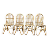 Series of 4 rattan chairs from the 60s