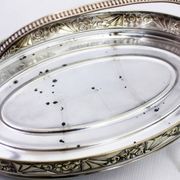 Art Deco silver metal tray with 4 ramekins