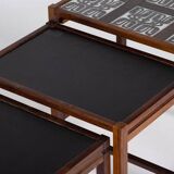 Nest of Tables in Rosewood with Tiles, Denmark, 1960s, Set of 3