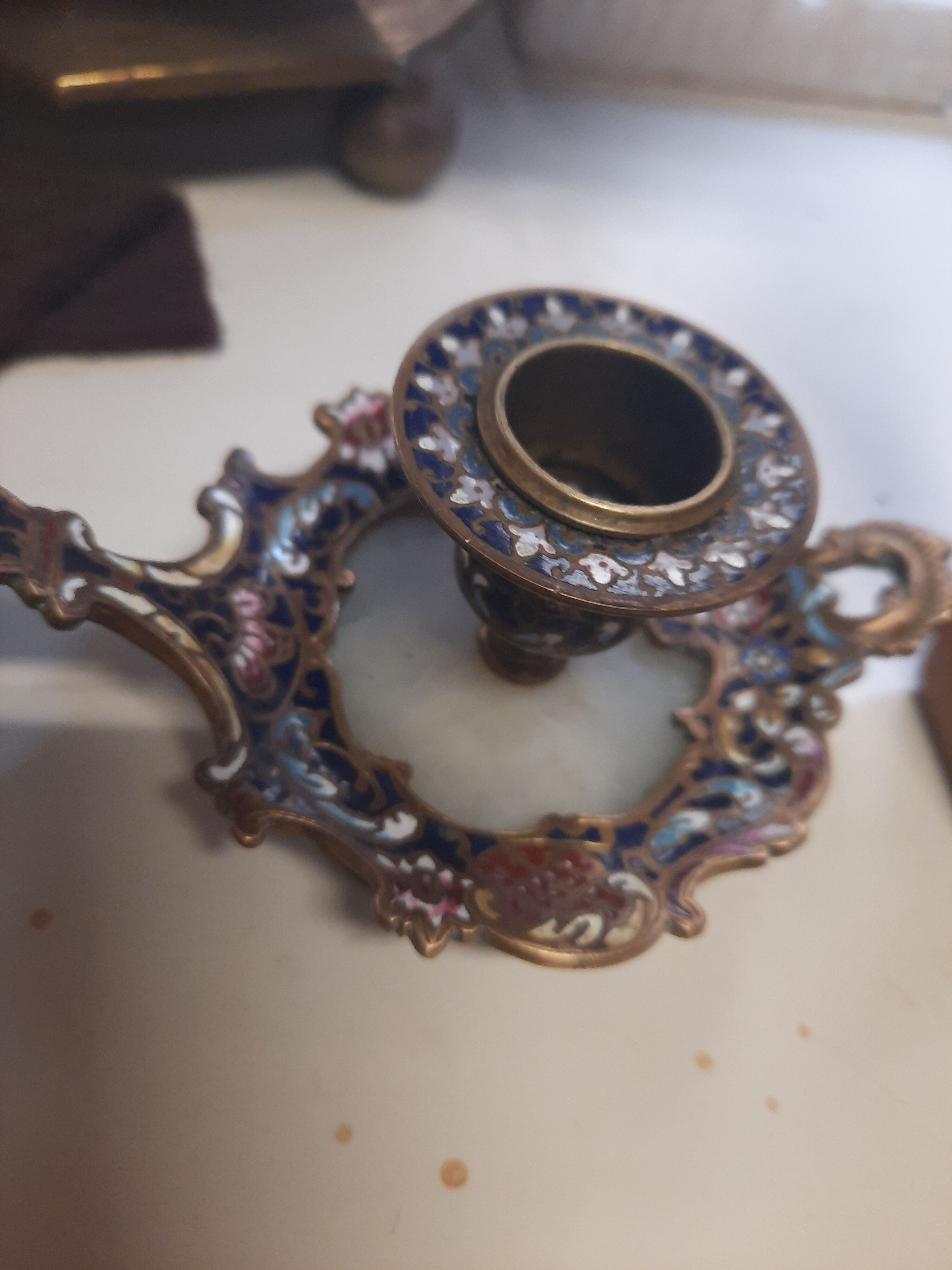 Antique bronze candle holder