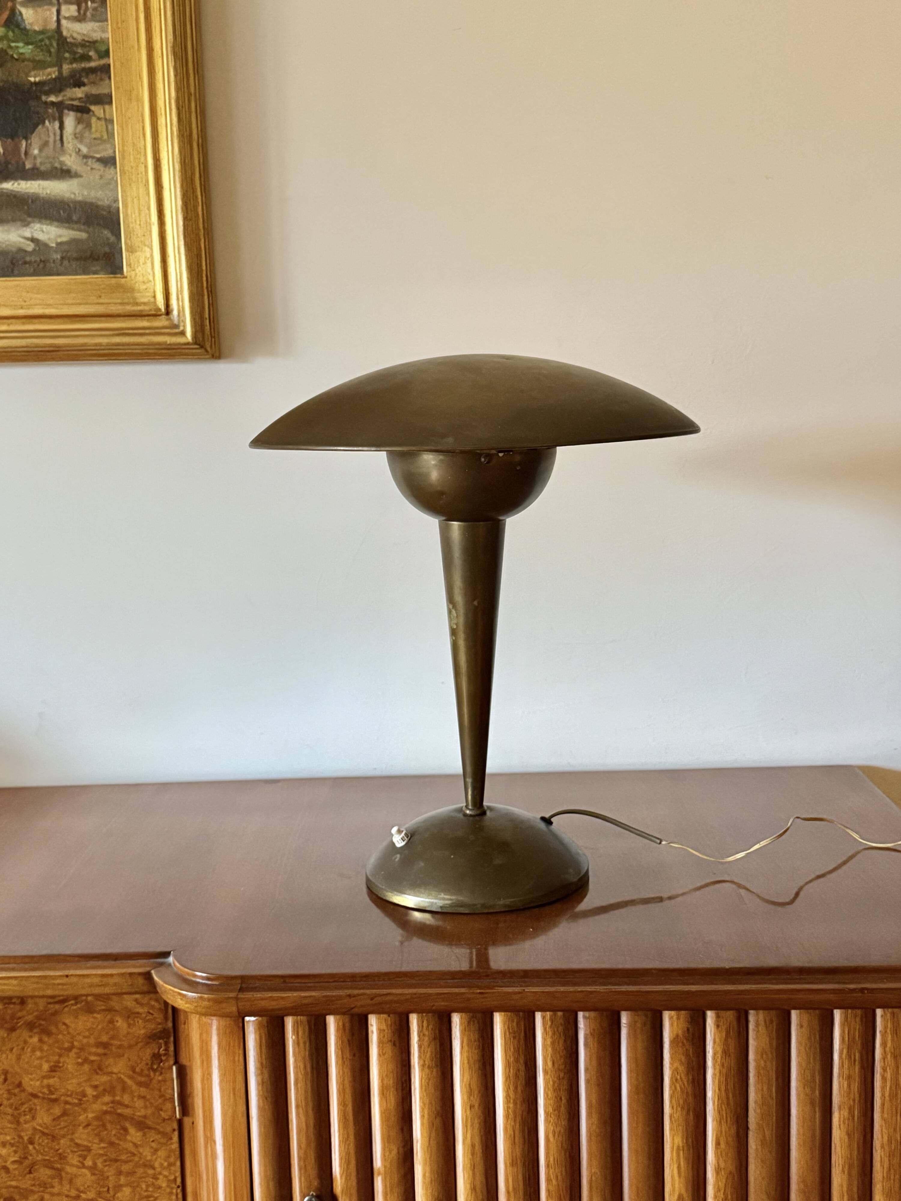 Mid-century modern brass adjustable table lamp, Italy circa 1950