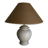 Lampe néo classique balustre  en faïence craquelée 1970 blanche