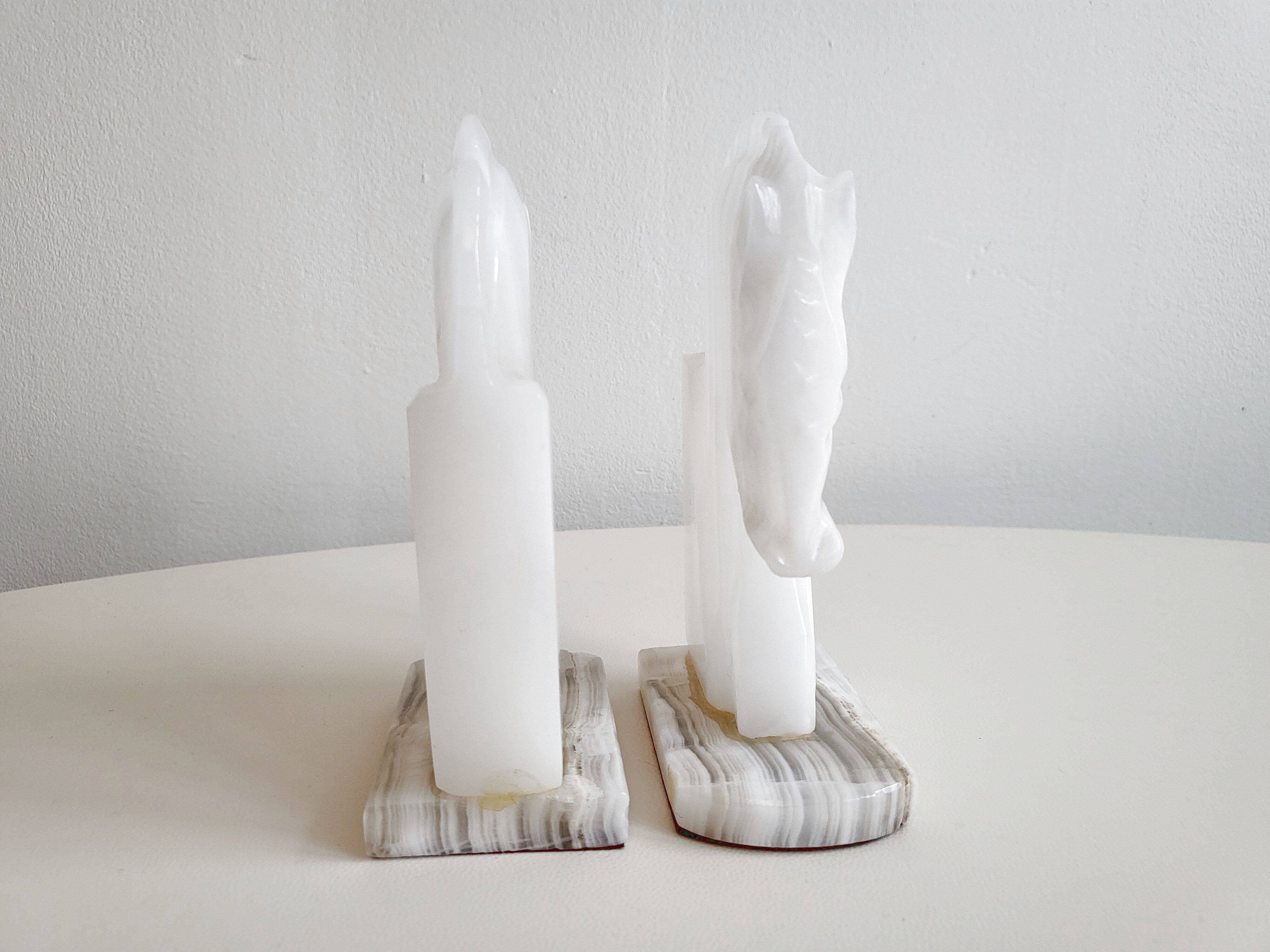 Pair of onyx horse bookends 1970